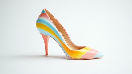 Fashionable High Heels in Vibrant Colors on a Minimal Background