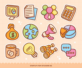 Startup Stickers Doodle Color Vector Collection 