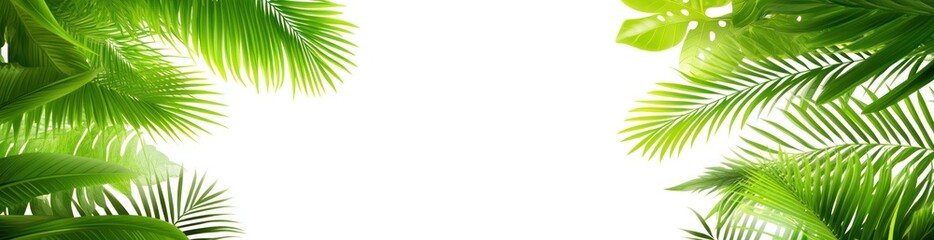 Obraz premium Lush green foliage frames a white space.