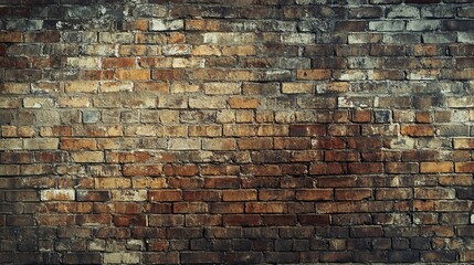 Weathered brick wall with stained and aged texture, rustic background