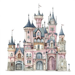 Fototapeta premium whimsical fairytale castle with towers and intricate details, enchanting and magical