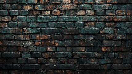Fototapeta premium Weathered brick wall with stained and aged texture, rustic background