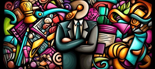 Abstract business man with duck head.