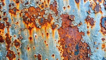 Close-up of Rusted Metal Surface with Peeling Paint