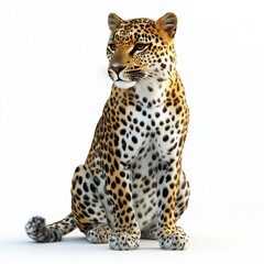 Obraz premium Leopard in portrait studio setting wildlife photography white background artistic viewpoint