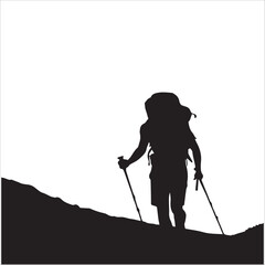 Hiking man Silhouettes. hiker with rucksacks and backpack silhouette.