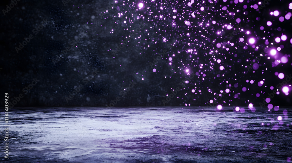 Poster A captivating display of purple sparkles against a dark background, creating a magical and ethereal atmosphere