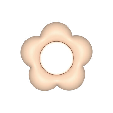 ぷっくりイラストの茶色いフラワーデザイン、キュートなデコレーション素材です。3Dオブジェクトをレンダリングしたイラストです。 セット30_06