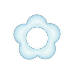 Obraz premium ぷっくりイラストの水色のフラワーデザイン、キュートなデコレーション素材です。3Dオブジェクトをレンダリングしたイラストです。 セット30_03