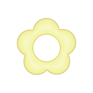 ぷっくりイラストの黄色いフラワーデザイン、キュートなデコレーション素材です。3Dオブジェクトをレンダリングしたイラストです。 セット30_04