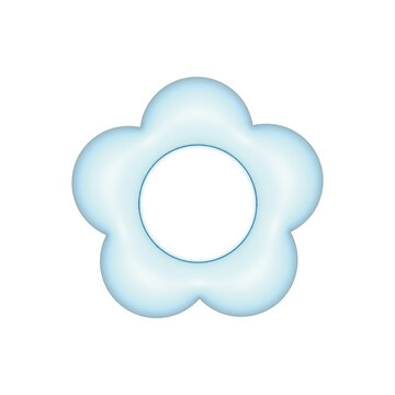 ぷっくりイラストの水色のフラワーデザイン、キュートなデコレーション素材です。3Dオブジェクトをレンダリングしたイラストです。 セット30_03