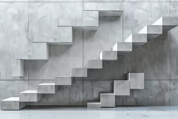 Obraz premium Abstract Architectural Design of a Staircase with Geometric Elements and Textured Marble Surface in a Contemporary Style