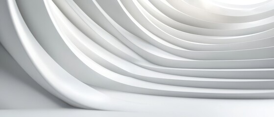 Abstract stepped white podium with a layered effect, infinite seamless white luxury environment