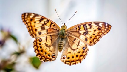 Naklejka premium Close-up of a Brown and Yellow Butterfly with Wings Spread