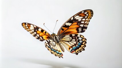 Fototapeta premium A Colorful Butterfly with Open Wings on a White Background