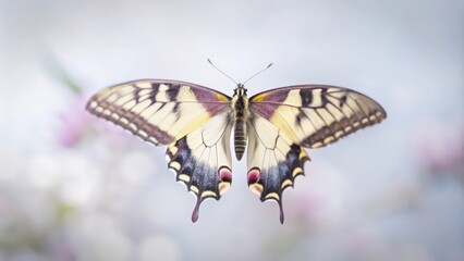 Obraz premium A Close-Up of a Yellow and Black Swallowtail Butterfly