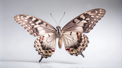 Fototapeta premium A Close-Up View of a Brown and White Butterfly with Red Spots