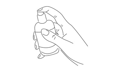 line art of hand holding perfume illustration