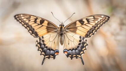 Fototapeta premium A Close-Up View of a Swallowtail Butterfly with Open Wings