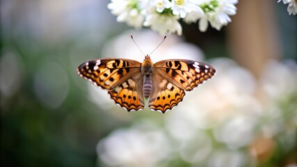Obraz premium A Painted Lady Butterfly with Wings Spread