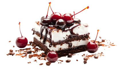 Black forest dessert on a transparent background. isolated background.