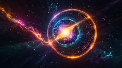 Radiant arcane nexus design featuring soft glowing energy streams converging into a surreal cosmic focal point