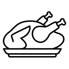 Whole roast chicken icon served on a plate