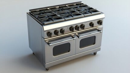 High-End Stainless Steel Double Oven Gas Range