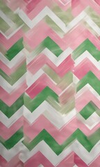 Pink, green, and white chevron pattern on a soft, textured fabric, fabric, material
