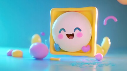 Fototapeta premium Cheerful Cartoon Character in Candy Land
