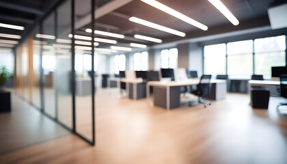 Obraz premium Photo blur background of modern office interior design contemporary workspace for creative business