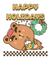 Santa claus bear and Merry Christmas 