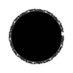 Black grunge round shape. Brush stroke frame element, frame for design. Vector isolated on white background.