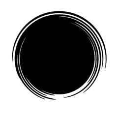 Black grunge round shape. Brush stroke frame element, frame for design. Vector isolated on white background.