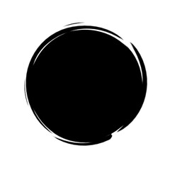 Black grunge round shape. Brush stroke frame element, frame for design. Vector isolated on white background.
