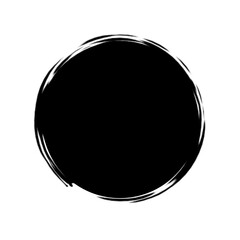 Black grunge round shape. Brush stroke frame element, frame for design. Vector isolated on white background.