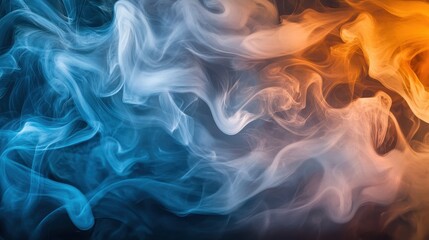 Fototapeta premium Abstract blue and orange smoke swirls. Ideal for backgrounds, adding mystical or ethereal effects to designs.
