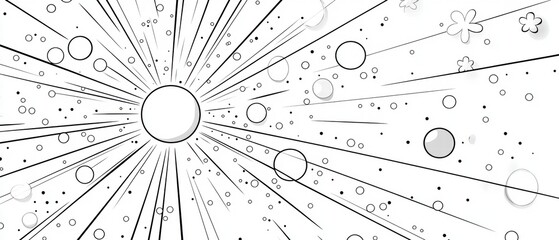 Abstract Black and White Comic Book Style Burst Background