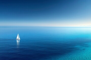 Obraz premium Tranquil Seascape with Sailboat in Blue Waters