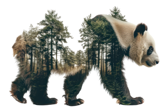 PNG Panda with trees wildlife exposure double.