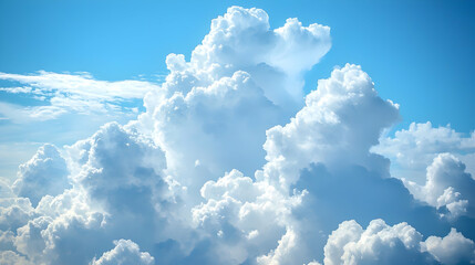 Fluffy Cumulus Clouds Drifting in Blue Sky