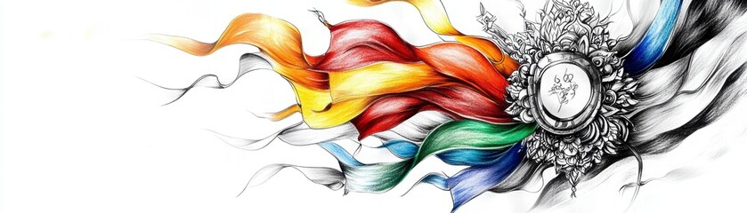 Abstract Colorful Ribbons and Ornate Design