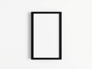 A minimalist and modern office wall art mockup featuring a black frame with abstract geometric shapes against a white background, wall art, abstract