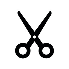 Simple Black Scissors Icon. Simple silhouette of open scissors. Scissors logo icon. vector illustration isolated on a white background.