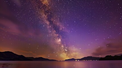 Fototapeta premium And purple stamy night Sky purple galactic background