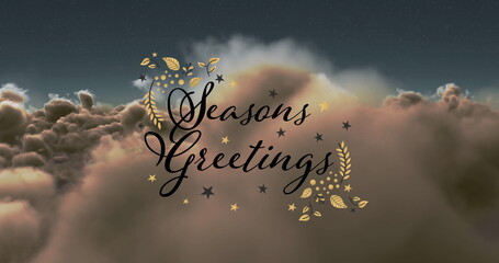 Image of christmas greetings text over clouds and sky © vectorfusionart