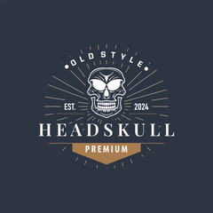 skull head logo simple design vintage retro pirate emblem illustration template