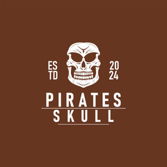 skull head logo simple design vintage retro pirate emblem illustration template