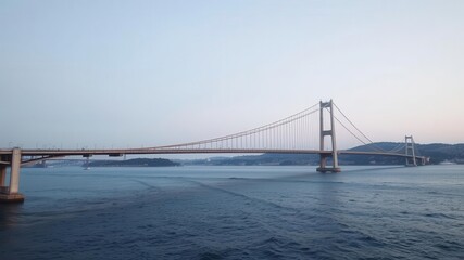 Fototapeta premium Suspension bridge spanning the Bosphorus Strait in Istanbul, connecting Europe and Asia, Bosphorus Bridge, road, architectural
