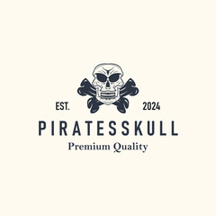 skull head logo simple design vintage retro pirate emblem illustration template